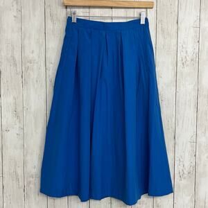 Vintage Seprets Blue High Waist A-Line Pleated USA Midi Flowy Pockets Skirt 9/10